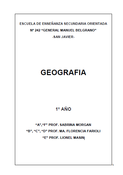 GEOGRAFIA 1° AÑO