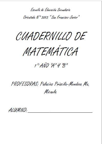 MATEMÁTICA 1° año A y B