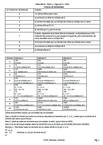 MATEMATICA 2° AÑO E