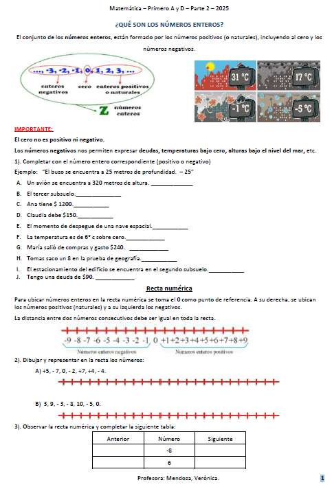 MATEMATICA PARTE 2 1° AÑO  A,D