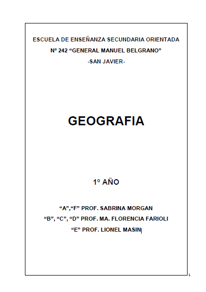 GEOGRAFIA  1° AÑO