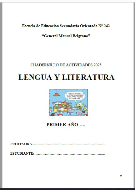 LENGUA Y LITERATURA  1° AÑO