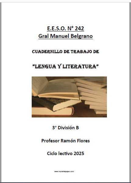 LENGUA Y LITERATURA  3° AÑO