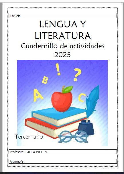 LENGUA Y LITERATURA  3° AÑO