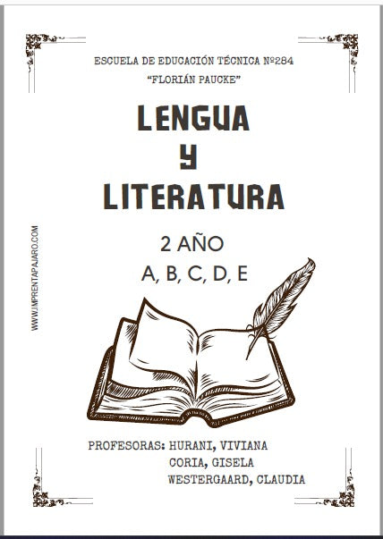 LENGUA Y LITERATURA  2° AÑO