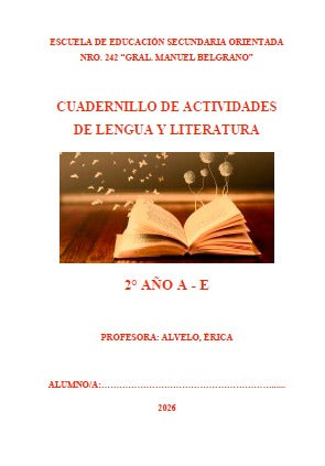 LENGUA Y LITERATURA  2° AÑO  A y  E