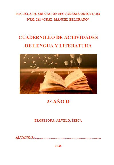 LENGUA Y LITERATURA  3° AÑO "D"