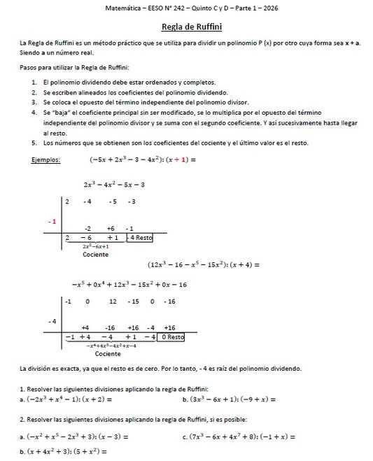 MATEMATICA  5° AÑO C D