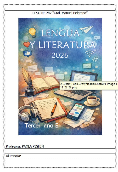 LENGUA Y LITERATURA  3° AÑO "E"