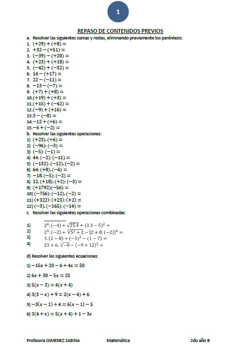 MATEMATICA  2° AÑO B